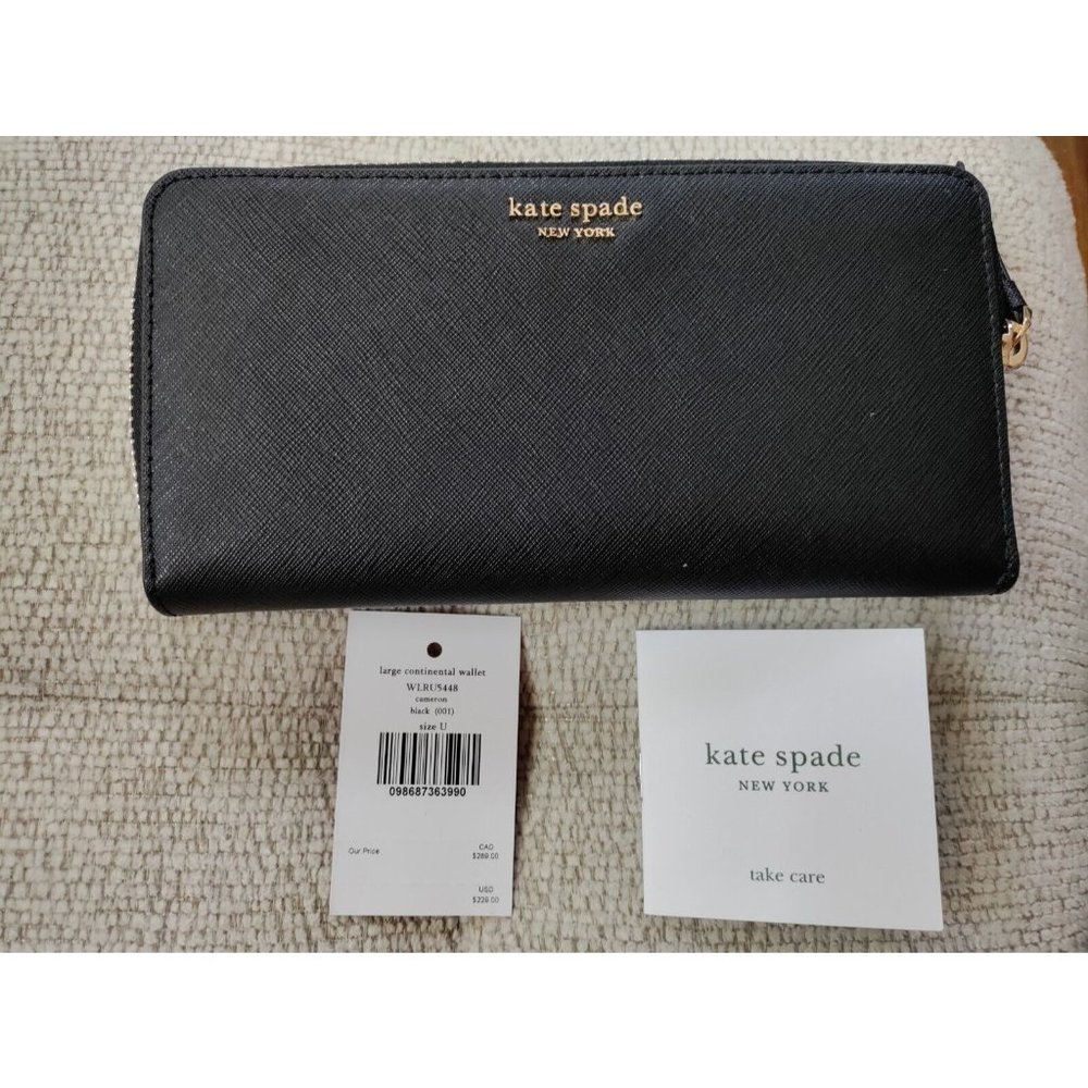 New with Tags ($229) Kate Spade Cameron Large Continental Wallet Black